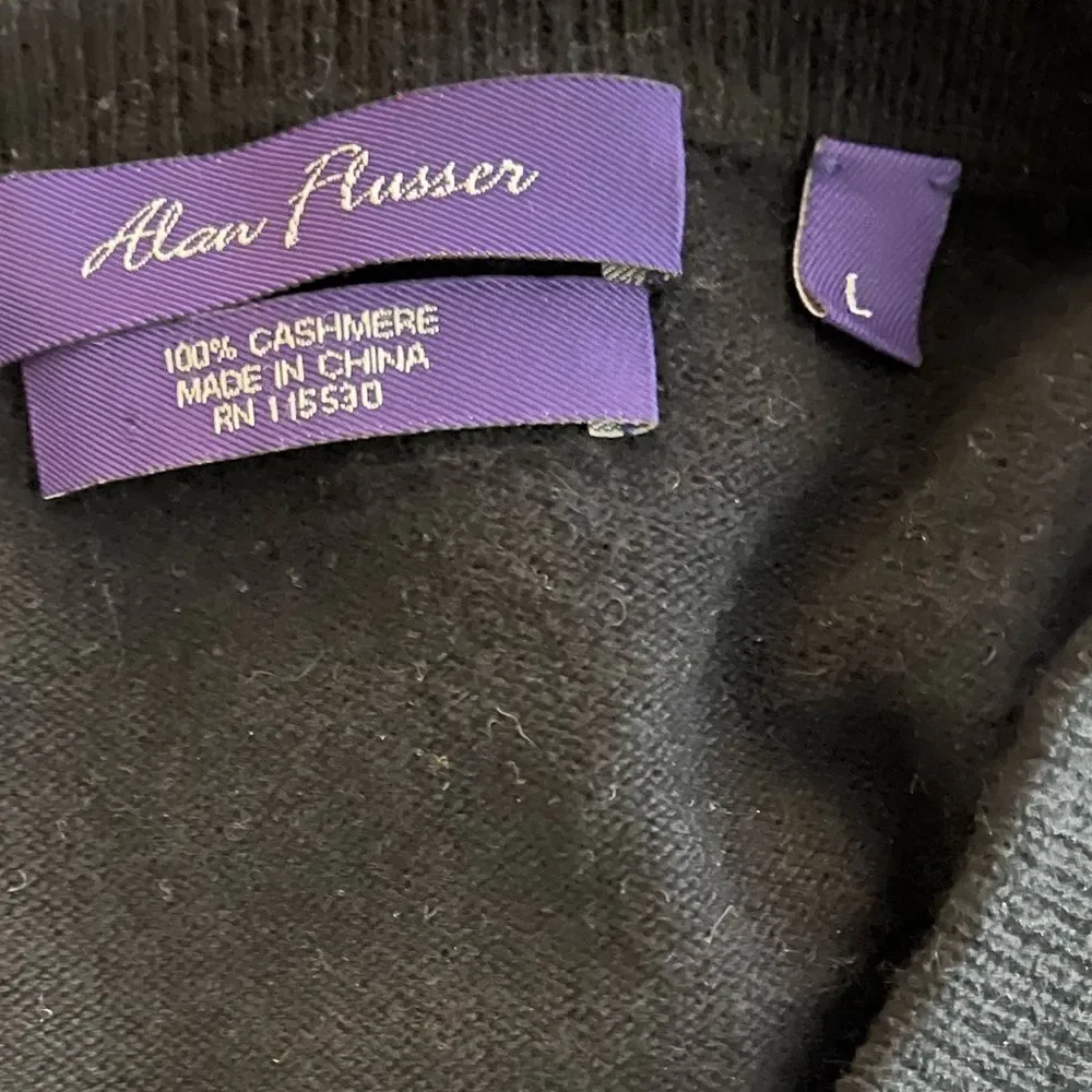 Alan Flusser V-Neck Argyle Sweater 100% Cashmere Size L Like New Condition